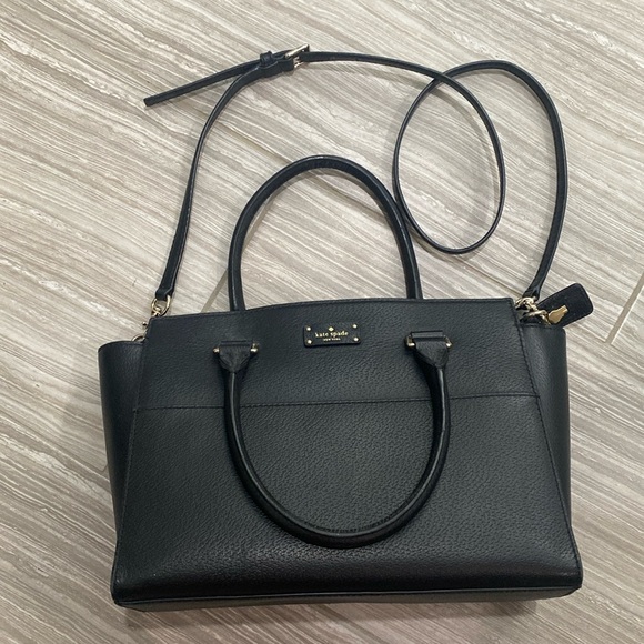 kate spade Handbags - Kate Spade black leather purse with top handle and long strap